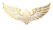 Gold logo with wings